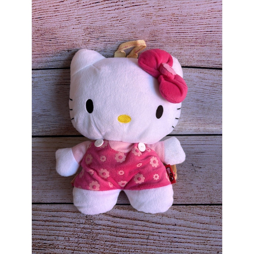 Sanrio Hello Kitty Plush Backpack 14" Zip Closure Pink Adjustable Strap